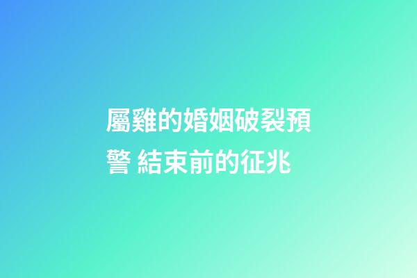 屬雞的婚姻破裂預警 結束前的征兆